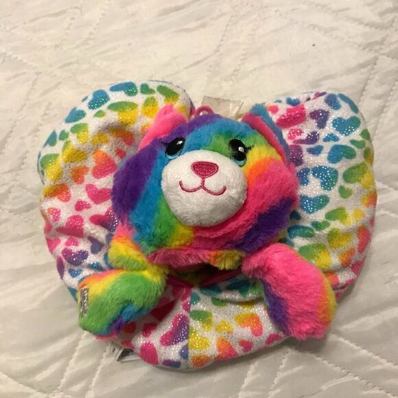 BUILD A BEAR WORKSHOP SMALLFRYS REVERSIBLE RAINBOW BEAR HEART PLUSH - Picture 1 of 3
